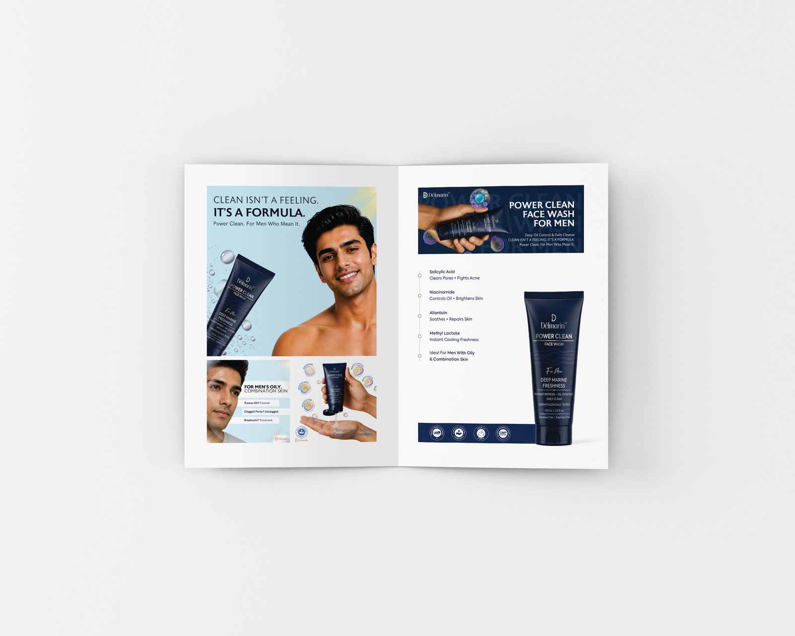 Délmarin brochure spread featuring the Silk-Light Brightening Cream
